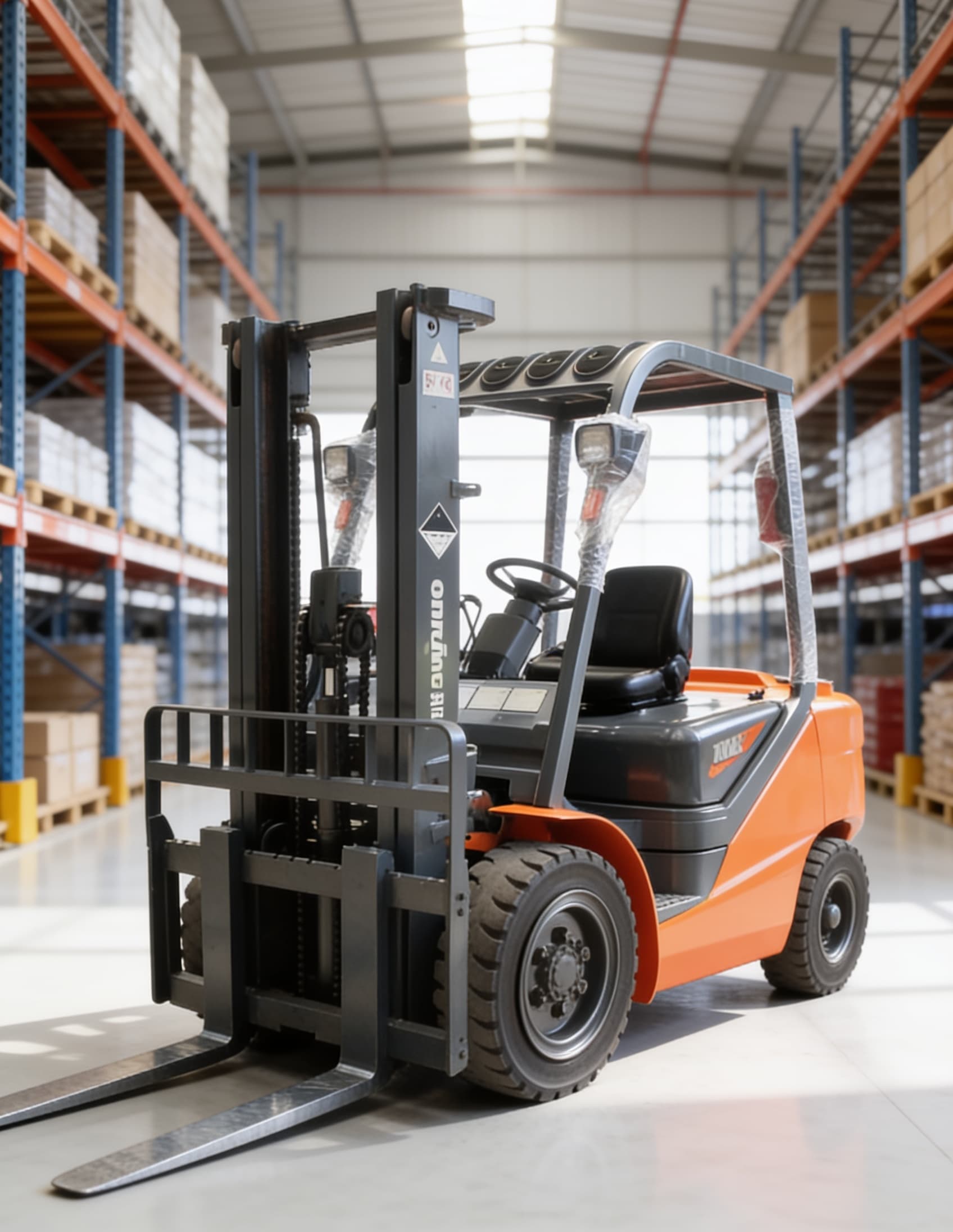 Unit forklift Piramid Forklift di area gudang operasional